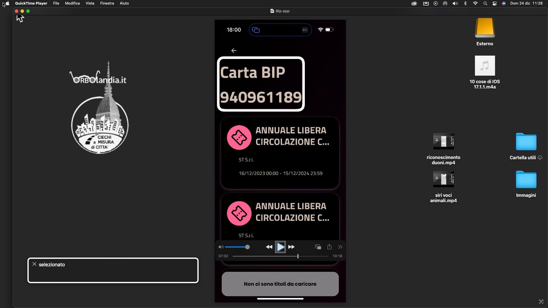ne immagini uno screenshot dell’iPhone aperto sull’applicazione Bipapp
