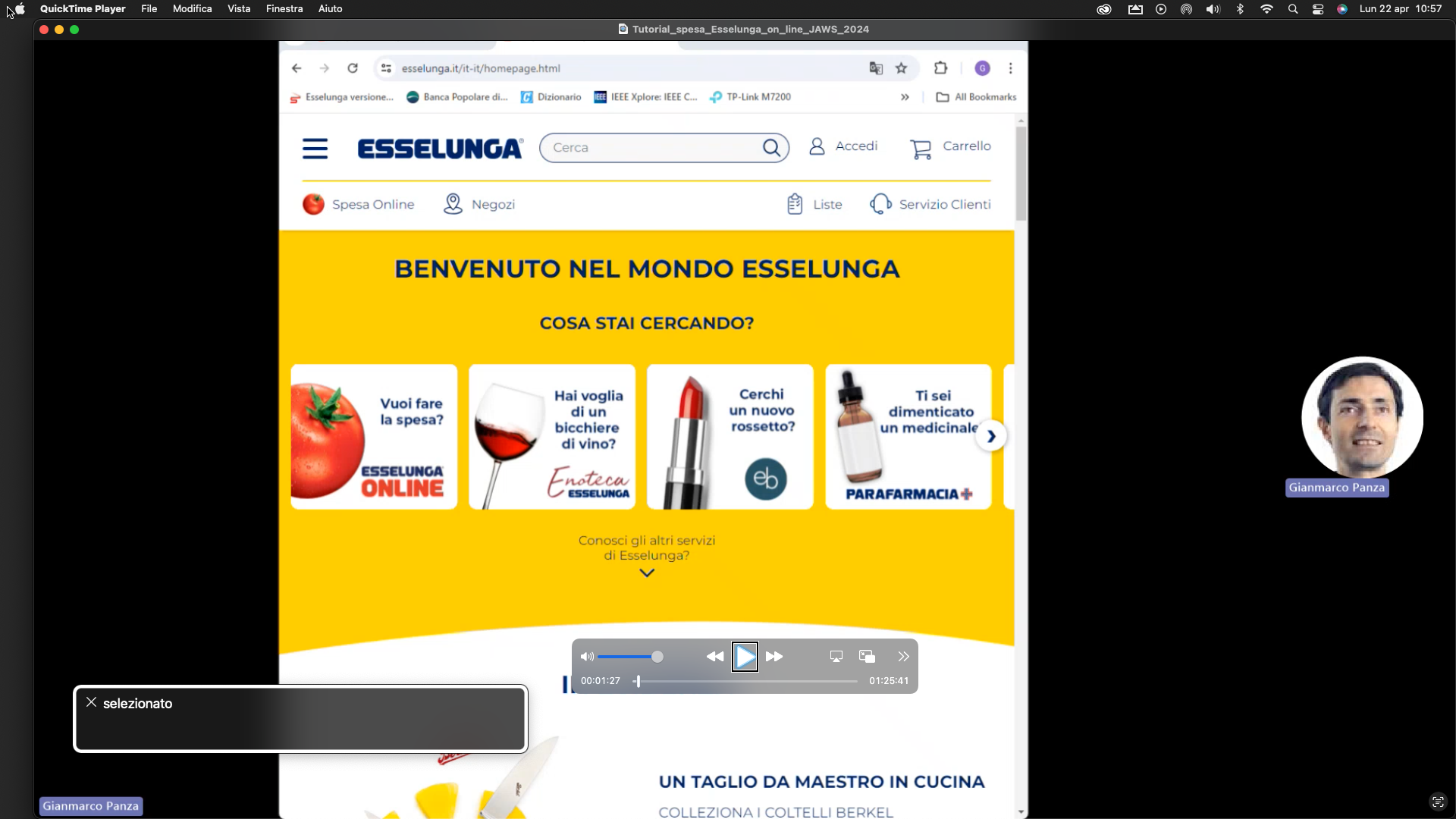 nell’immagine uno screenshot di un computer aperto sul sito e-commerce della Esselunga