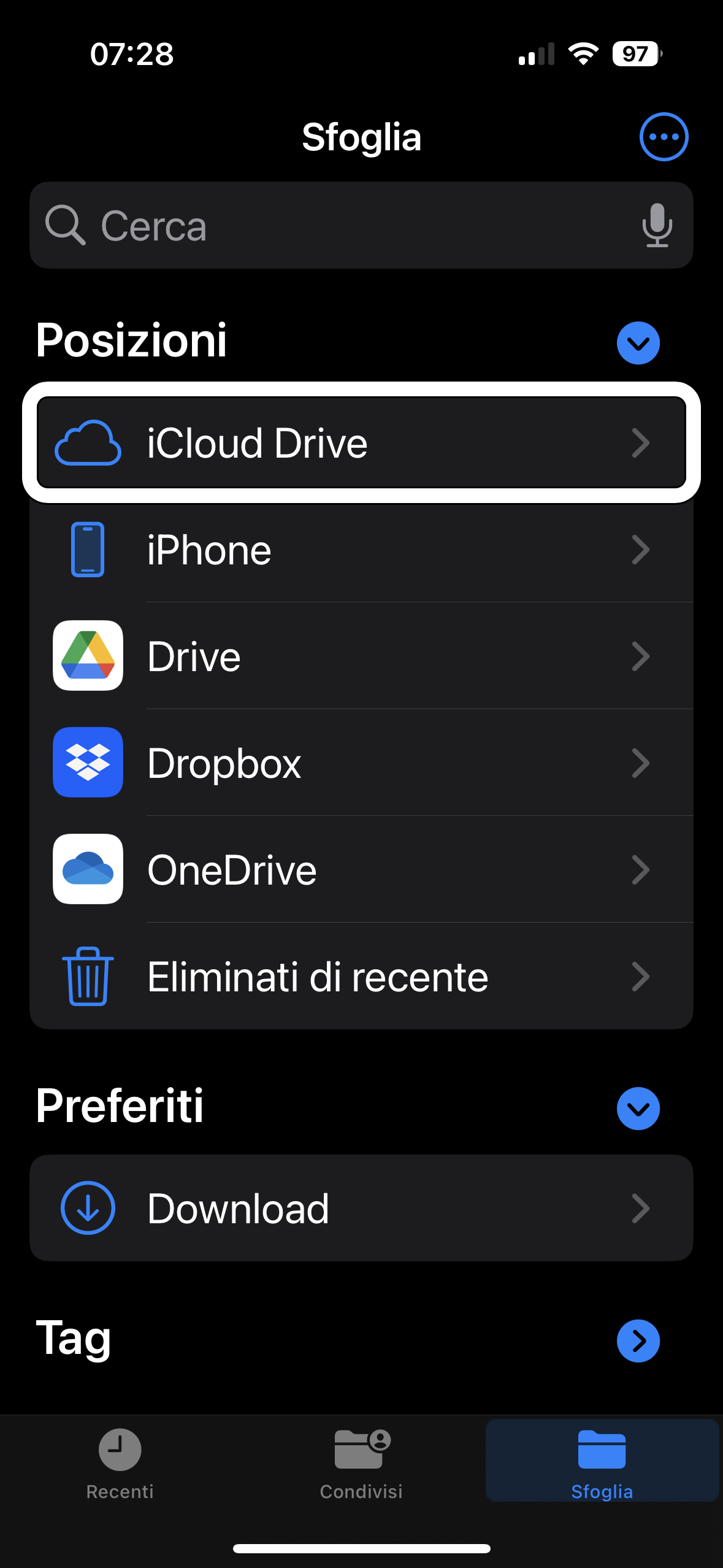 nell’immagine uno screenshot dell’iPhone aperto nell’applicazione nativa file