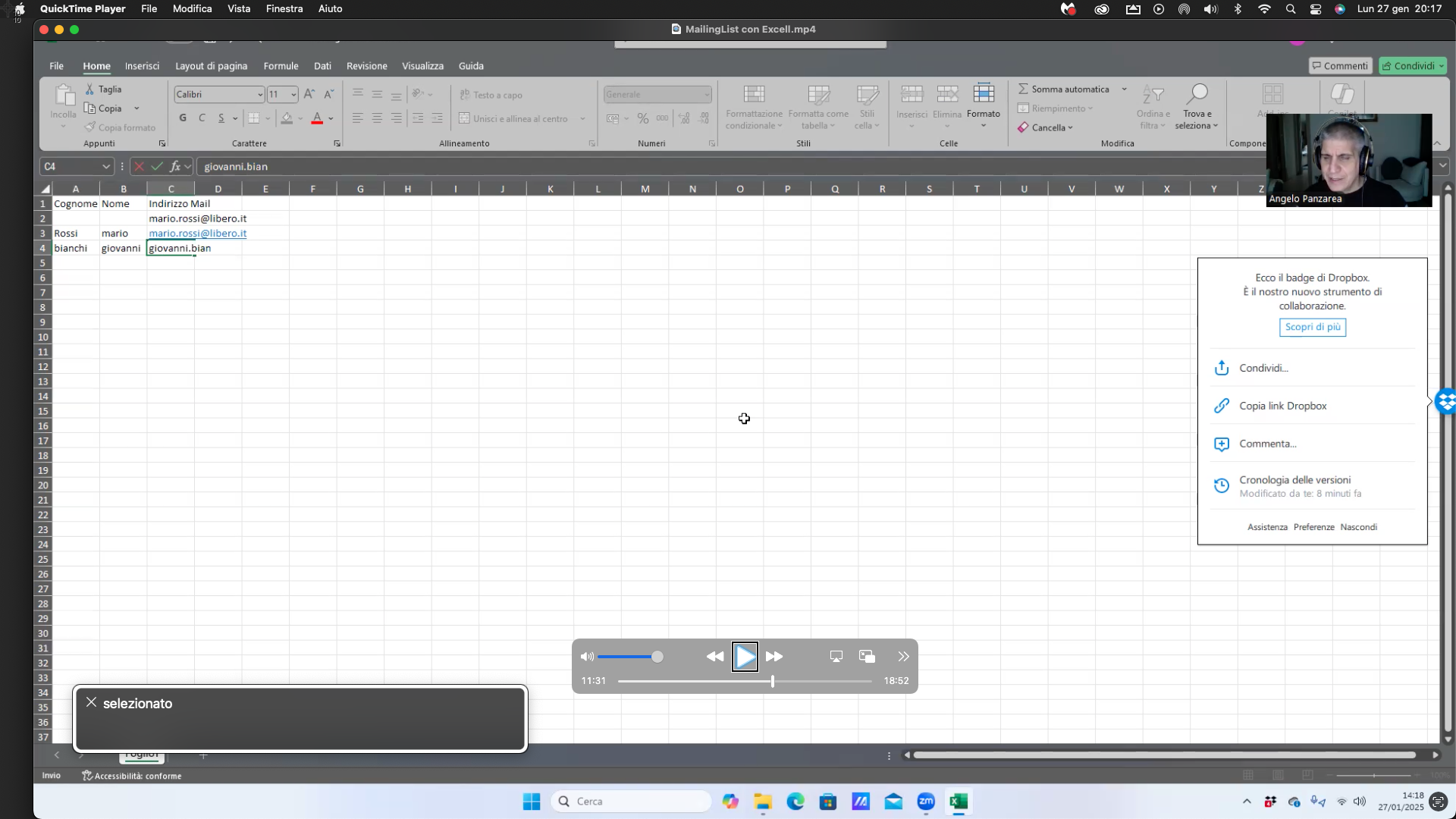 nell’immagine uno screenshot del computer aperto su un file Excel in costruzione per il tutorial